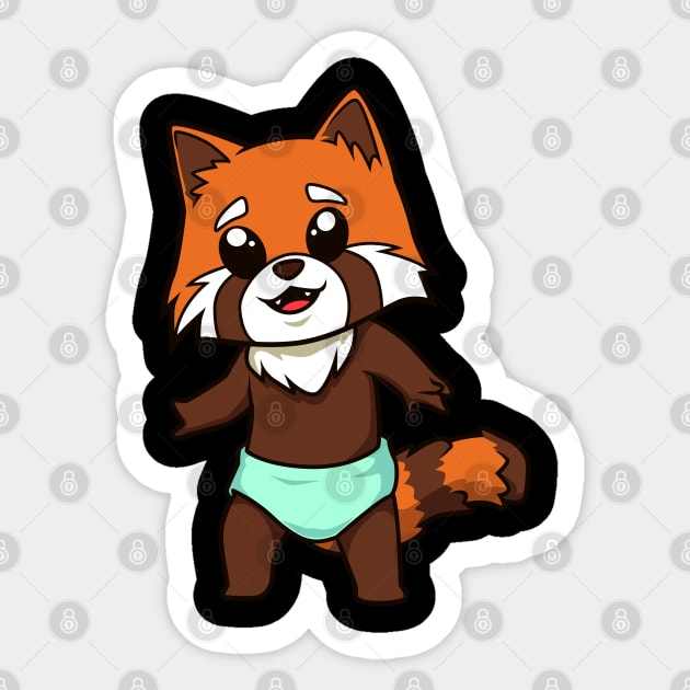 Kawaii Baby Red Panda Sticker by Modern Medieval Design